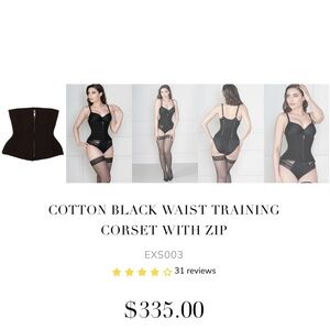 Cotton black under bust waist trainer with zip. BRAND NEW!